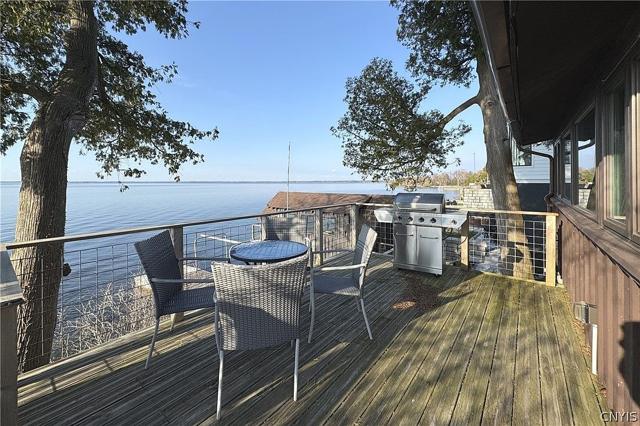 Lakeside deck with grill